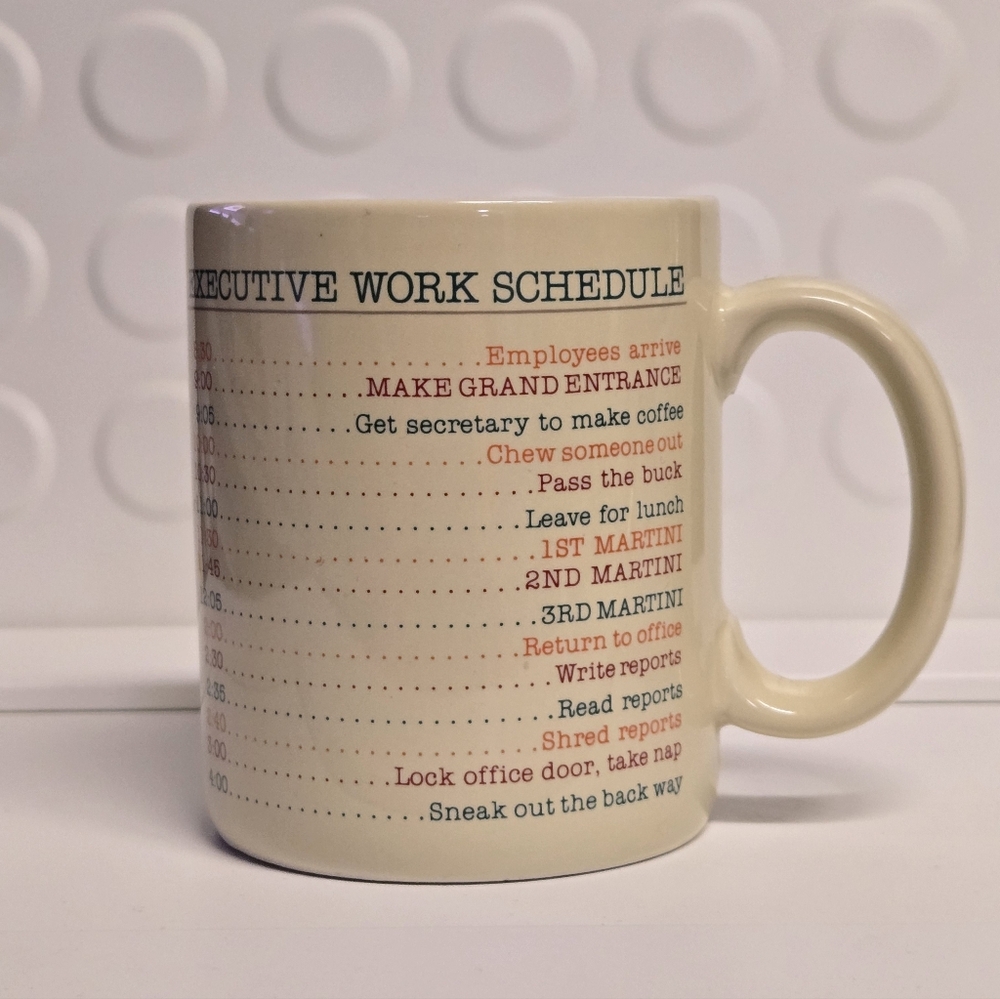 Vintage Executive Work Schedule Mug 11oz Retro